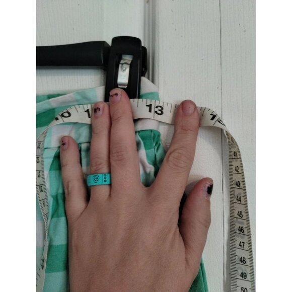 Shabby Apple A Line Green and white checker skirt - Picture 4 of 7